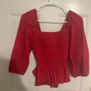 Tie back red 3/4 inch sleeve top